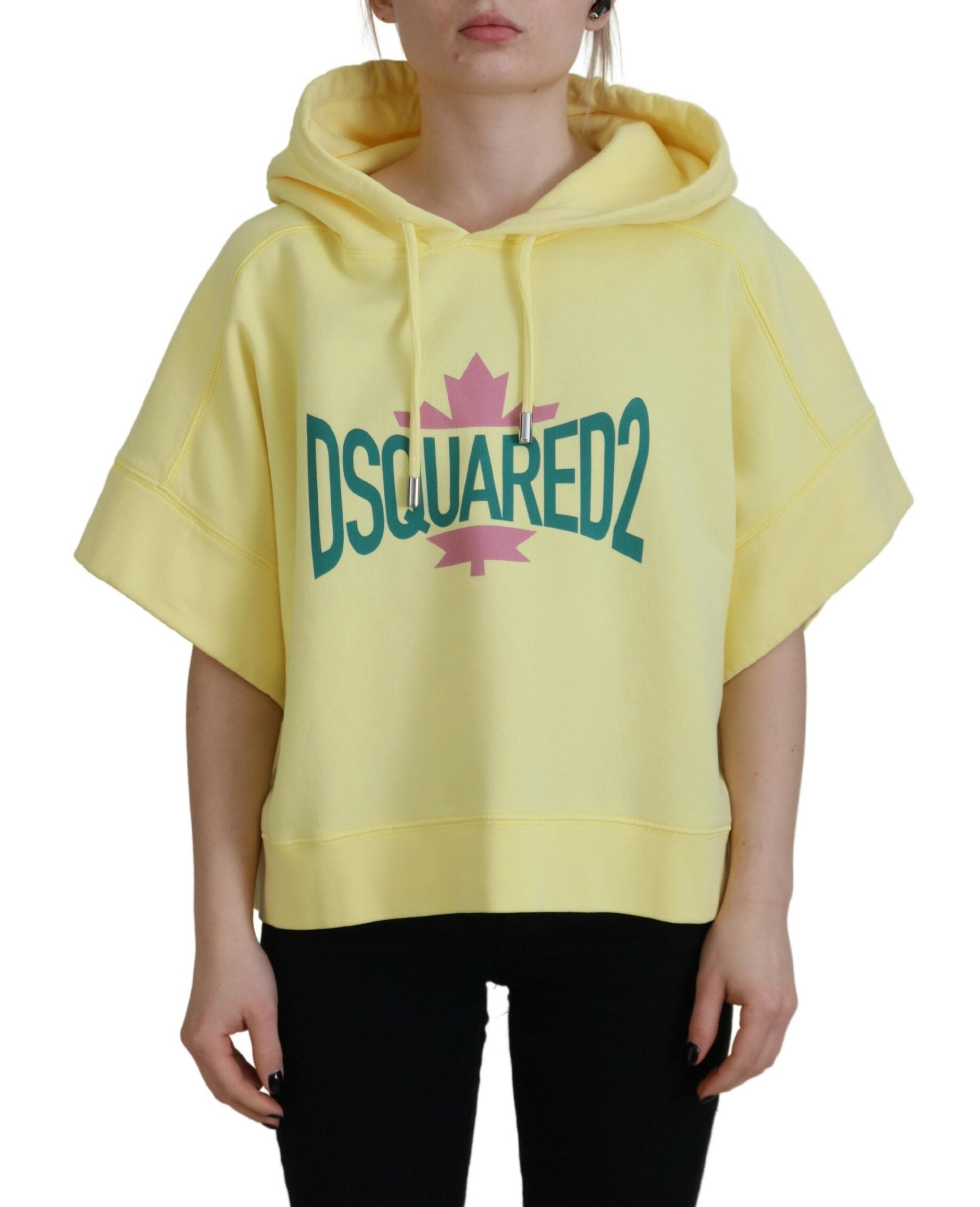 Dsquared² Sarı Logo Baskılı Pamuklu Kapüşonlu Sweatshirt Kazak
